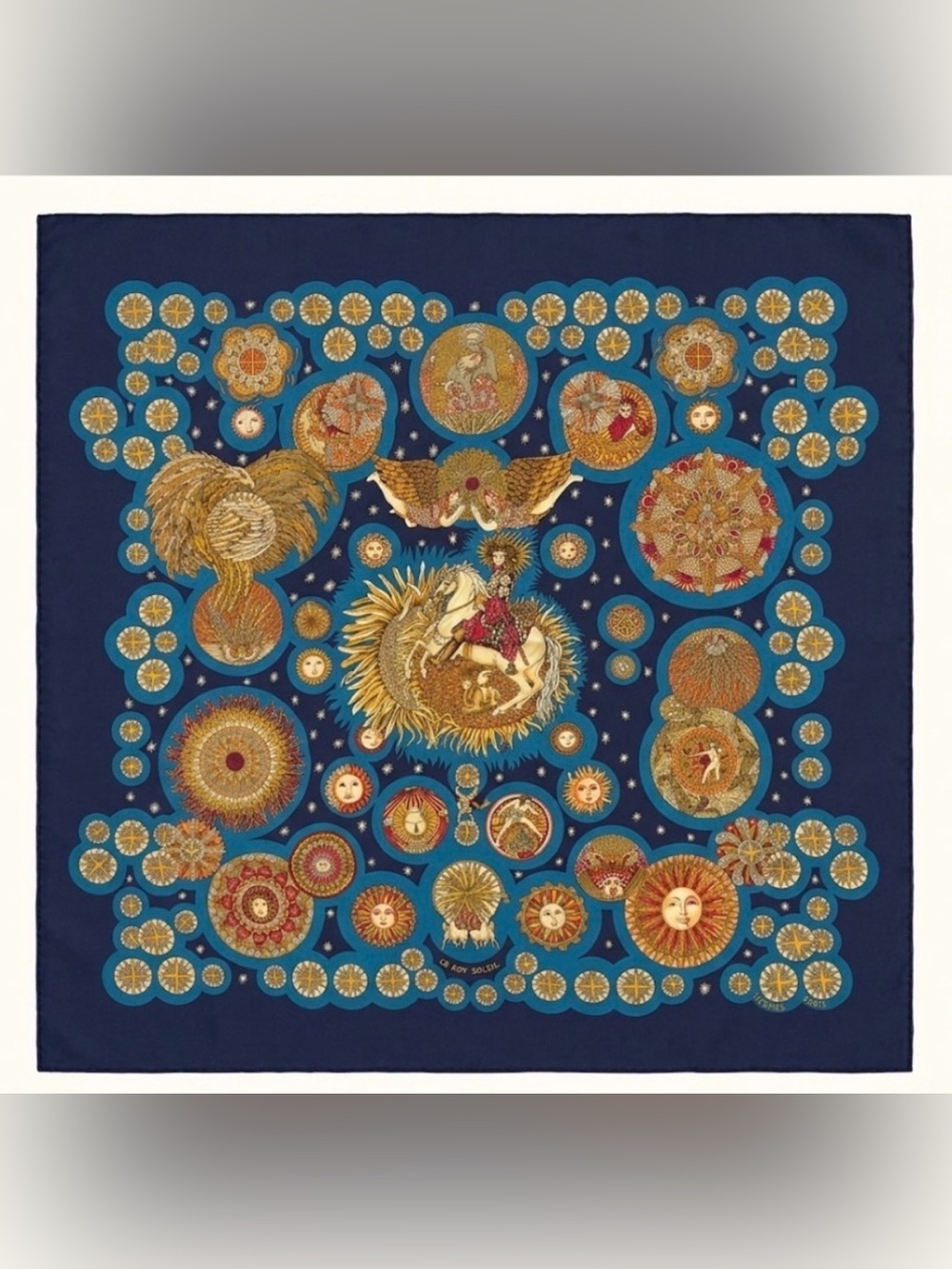 Hermes "Le Roy Soleil" Carré 90 Silk Scarf by Annie Faivre